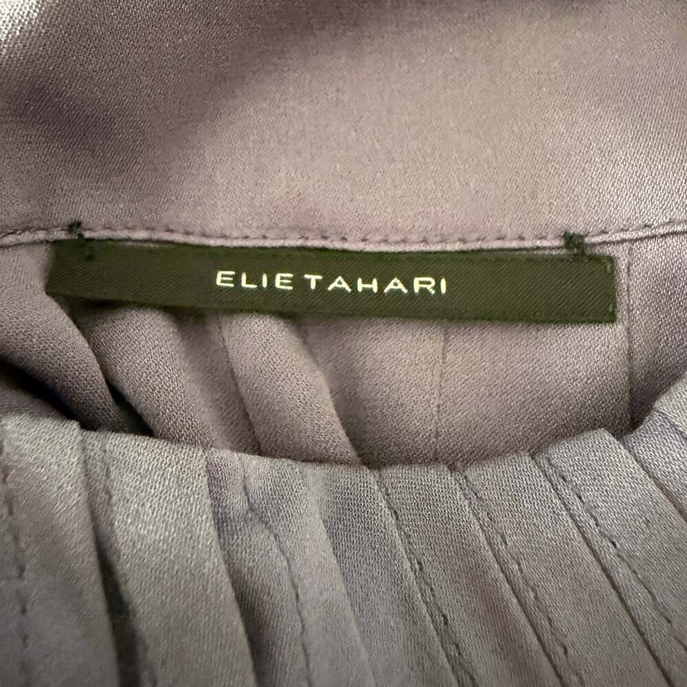 ELIE TAHARI | Lavender Purple Stretch Silk Halter style High Neck Top Small - Picture 6 of 6